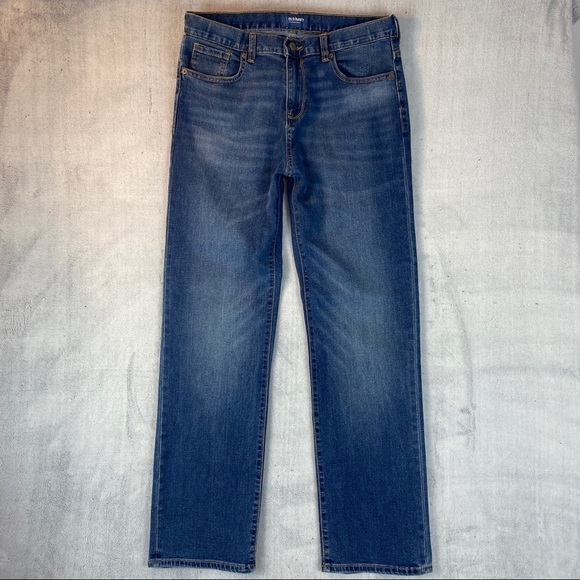 Old Navy Straight Leg Boys Blue Jeans Sz 16 Husky Adjustable Elastic Waist - Picture 1 of 11